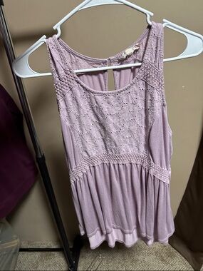 Pink Rose Lavender Crochet-Trim Tank Top